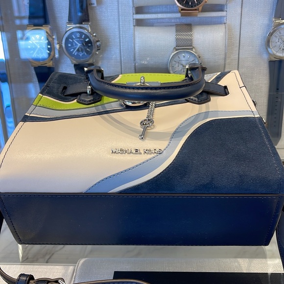 Michael Kors Hamilton Small Satchel Shoulder Crossbody Bag 
Navy Multi 
NWT - Picture 7 of 16